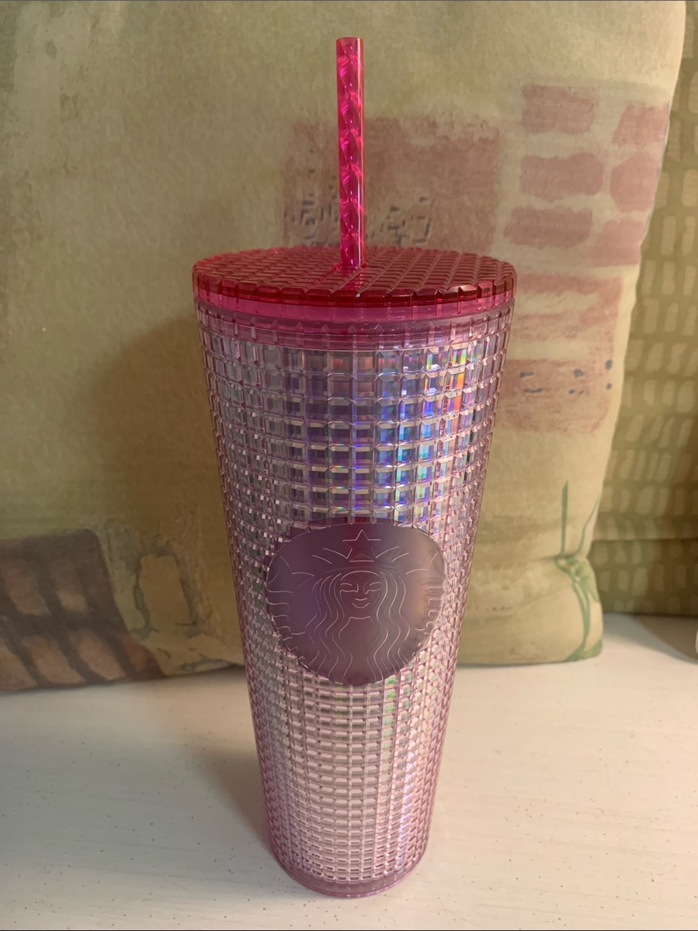Starbucks Iridescent Pink Studded Tumbler with Straw